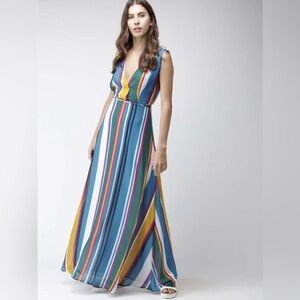 FOREVER 21 Multicolor Striped Maxi Dress Sz S